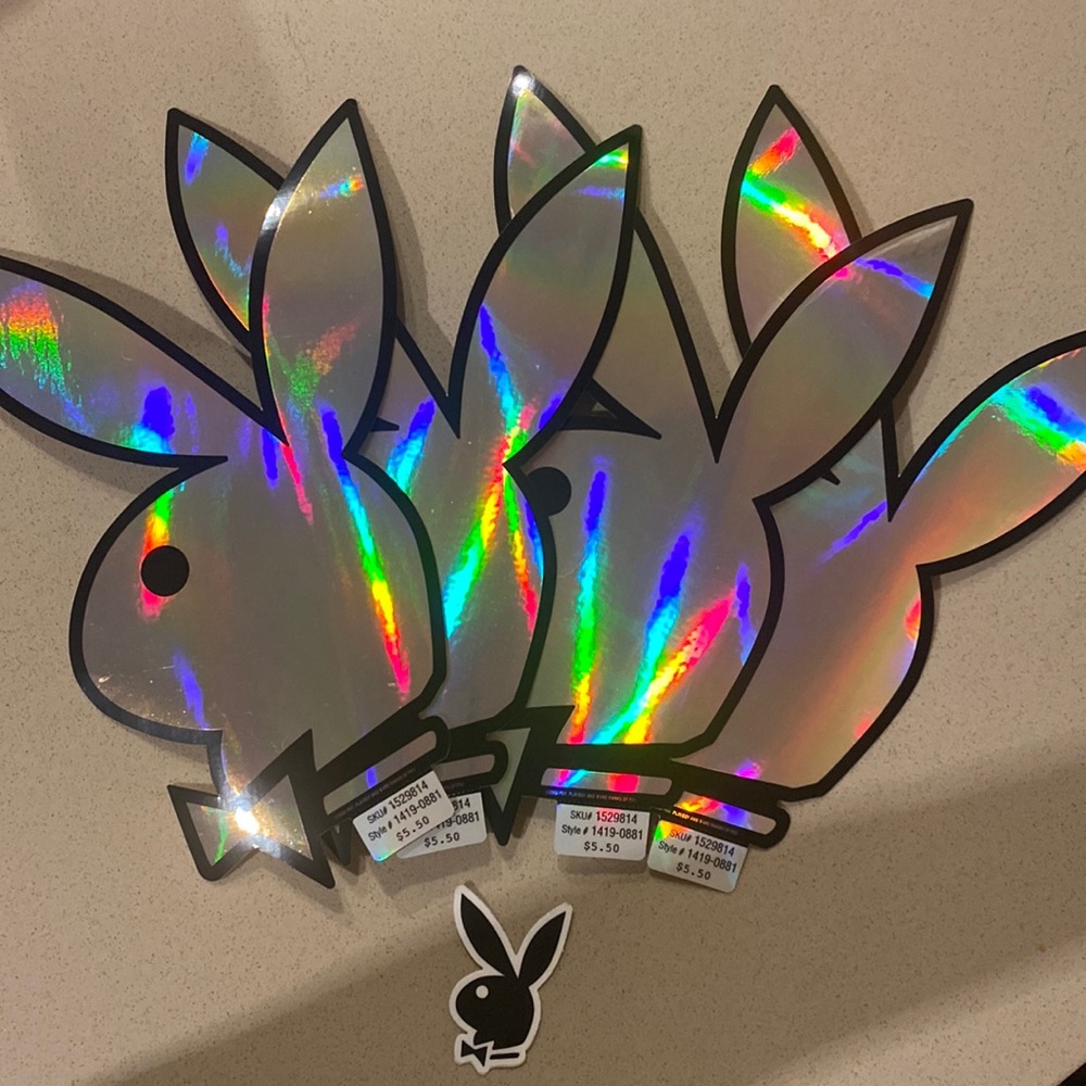 Holographic Playboy Oversized Stickers x 4